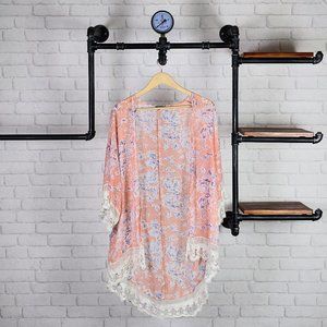 Charlotte Russe Boho Kimono Crochet Hem | Pink
